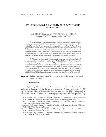 poly bis-gma/ha based hybrid composite materials - Scientific Bulletin