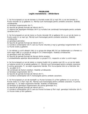 1 PROBLEME Legile mendeliene - dihibridare - biologiebac