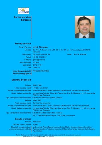 prof. Gheorghe Livint - Facultatea de Inginerie Electrica, Energetica ...