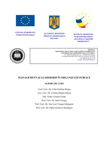 Management şi leadership în organizaţii publice - Departamentul de ...