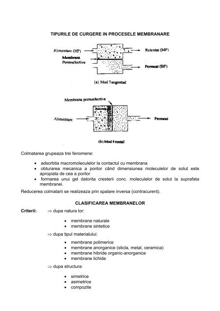 Membrane si procese de membrana In cadrul ... - cttecotech.ro