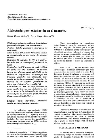 Atelectasia post-extubación en el neonato. - Binasss