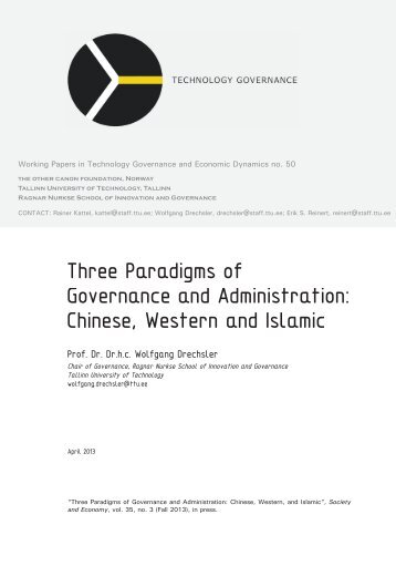 Three Paradigms of Governance and Administration: Chinese, Western and Islamic