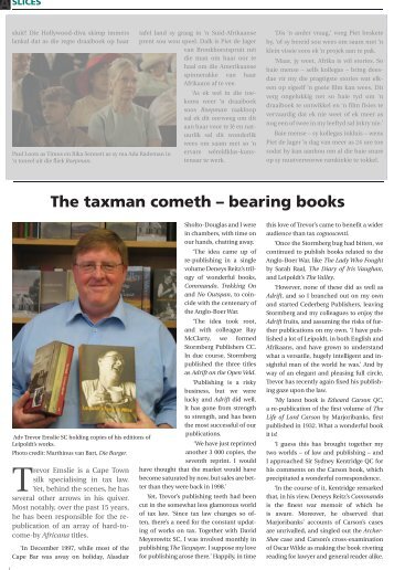 The taxman cometh - bearing books by Jean Meiring, Johannesburg ...