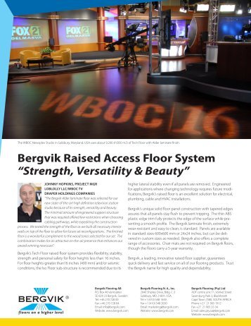 Bergvik Raised Access Floor System “Strength ... - Bergvik Flooring