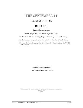September 11 Commission Report - Gnostic Liberation Front