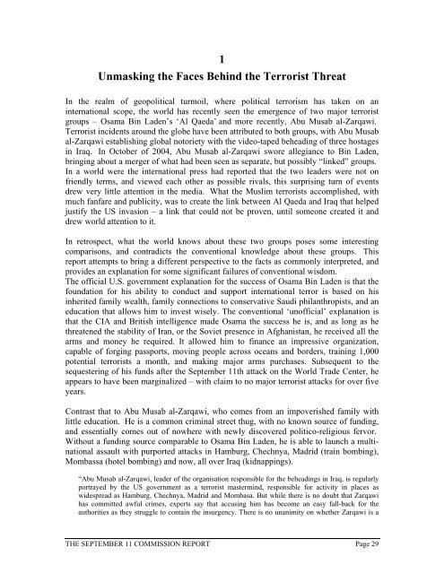 September 11 Commission Report - Gnostic Liberation Front