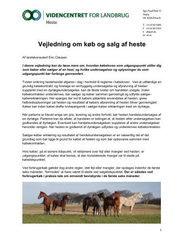 Vejledning om køb og salg af heste - LandbrugsInfo