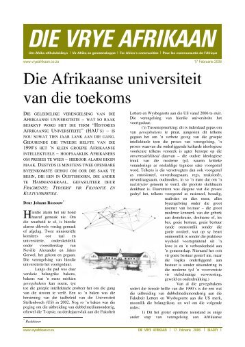 Die Afrikaanse universiteit van die toekoms - FAK