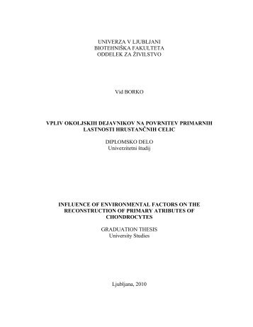 UNIVERZA V LJUBLJANI BIOTEHNIŠKA FAKULTETA ODDELEK ...