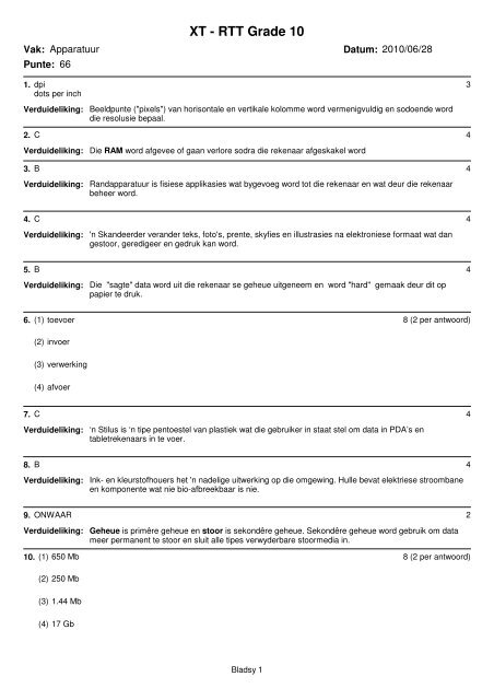 Rtt Code 10 XT - RTT Grade 10