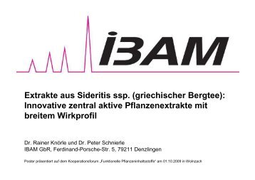 Extrakte aus Sideritis ssp. - bei der IBAM GbR Denzlingen