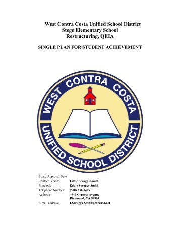 West Contra Costa Unified School District Stege Elementary School ...