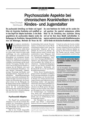 Psychosoziale Aspekte bei chronischen Krankheiten im Kindes- und ...