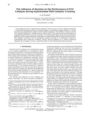 The Influence of Alumina on the Performance of FCC Catalysts ...