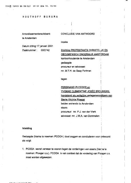 Conclusie van Antwoord