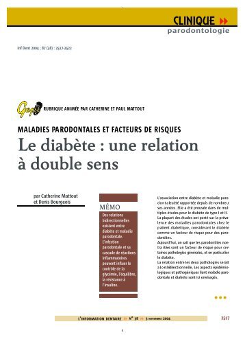 Le diabète : une relation à double sens - Information dentaire