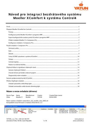 Návod pro integraci bezdrátového systému Moeller XComfort ... - yatun