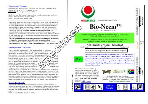 Label Bio-Neem 2008 - Wenkem