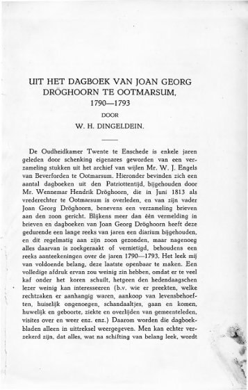 Uit het dagboek van Joan Georg Dröghoorn te Ootmarsum 1790 ...