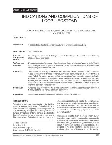 indications and complications of loop ileostomy - Journal of Surgery ...