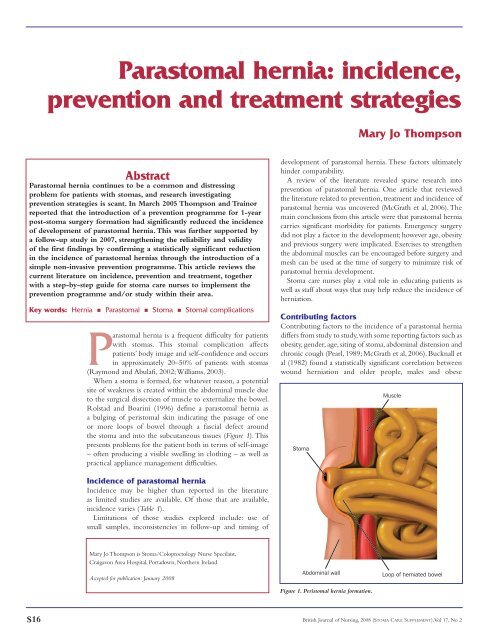 Parastomal hernia: incidence, prevention and treatment strategies