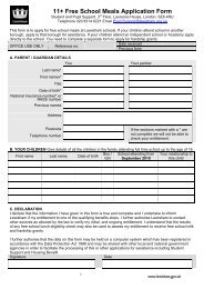 Application form for free schools meals and uniform hardship