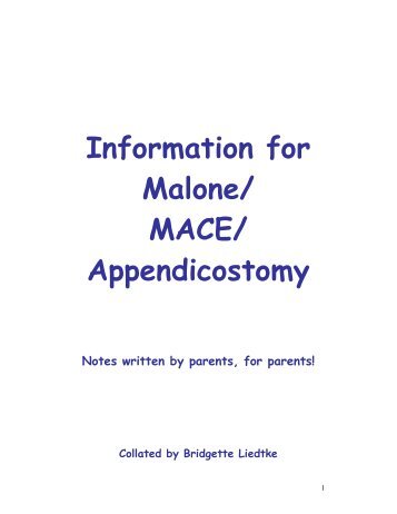 Information for Malone/ MACE/ Appendicostomy - Disabled Living