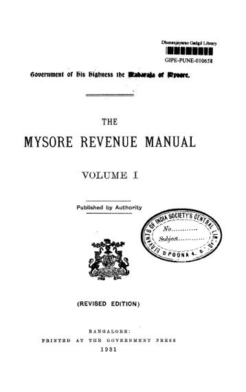 MYSORE REVENUE MANUAL - GIPE