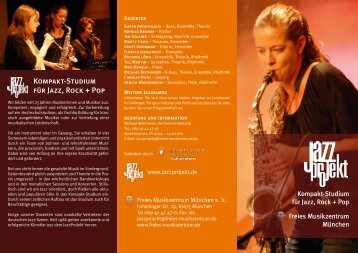 Flyer JazzProjekt Studium - Freies Musikzentrum München