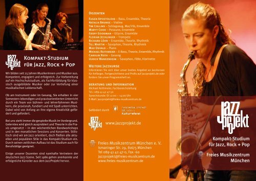 Flyer JazzProjekt Studium - Freies Musikzentrum München