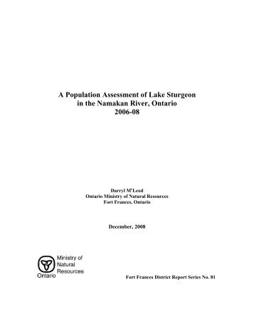 A Population Assessment of Lake Sturgeon in the Namakan River ...