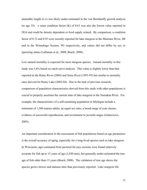 A Population Assessment of Lake Sturgeon in the Namakan River ...