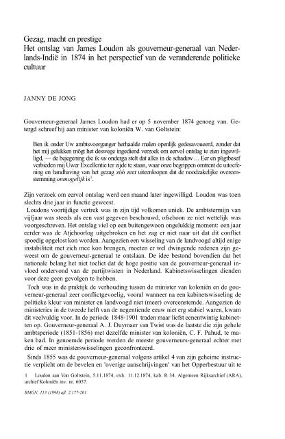 Gezag Macht En Prestige Het Ontslag Van James Loudon Als