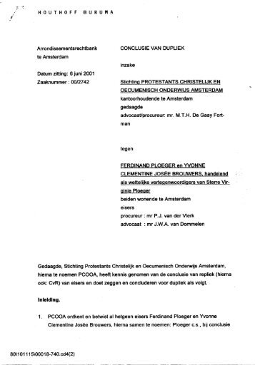 Conclusie van Dupliek