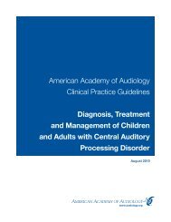 American Academy of Audiology Clinical Practice Guidelines ...