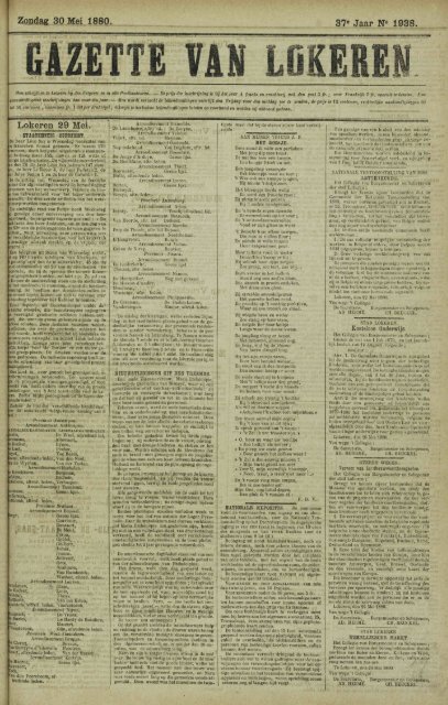 Zondag 30 Mei 1880. Jaar N° 1938. Lokeren