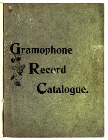 Gramophone Record Catalogue 1899 - British Library - Sounds