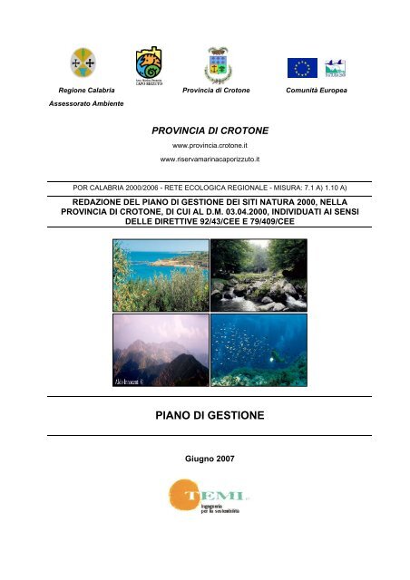 Piano di Gestione Crotone - Regione Calabria