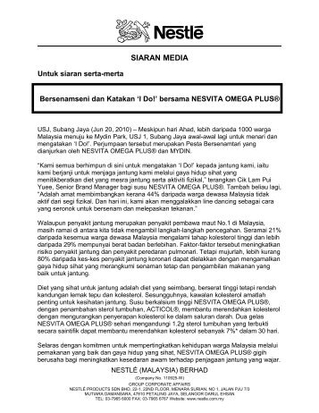 For Immediate Release - Nestlé Malaysia