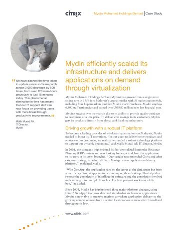Mydin efficiently scaled its infrastructure and delivers ... - Citrix