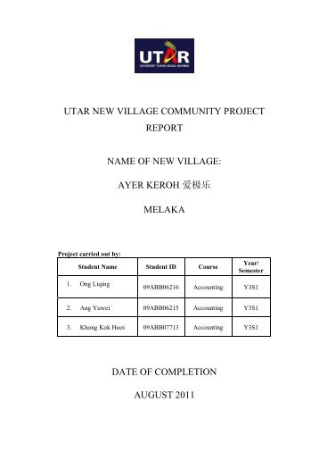 utar new village community project report name of new village: ayer ...