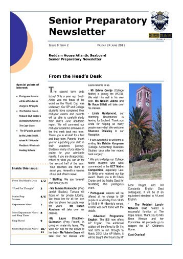 Senior Preparatory Newsletter - Reddam House