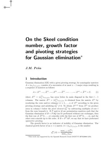 On the Skeel condition number, growth factor and pivoting ... - SIAM