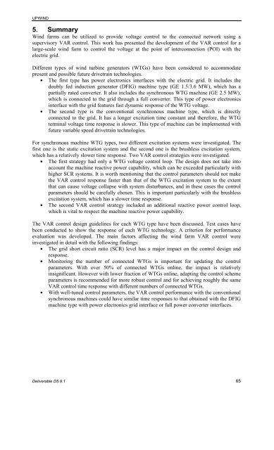 Impact of Drivetrain on Wind Farm VAR Control - Upwind