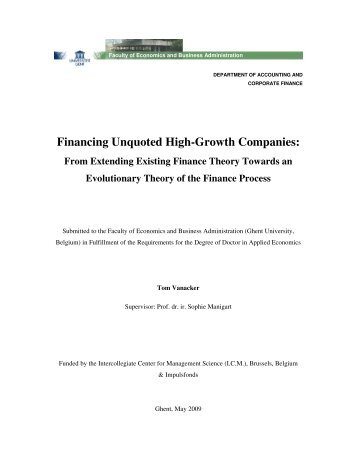 Financing Unquoted High-Growth Companies: From Extending