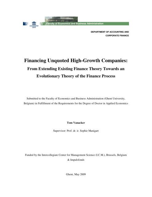 Financing Unquoted High-growth Companies From Extending