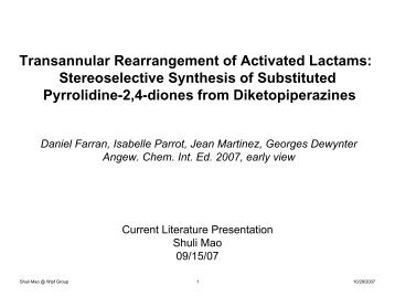 Transannular Rearrangement of Activated Lactams: Stereoselective ...