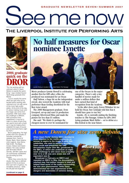 Lipa Newsletter 5 The Liverpool Institute For Performing Arts
