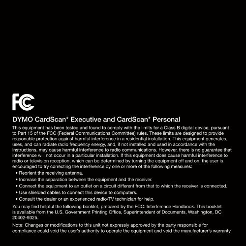 CardScan Executive & Team Quick Start Guide - Dymo